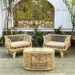 Bộ 2 ghế mây nữ hoàng và bàn mây oval