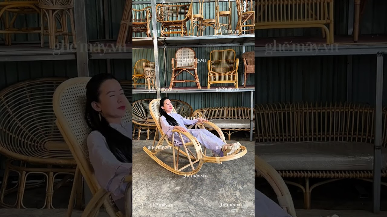 Ghế mây bập bênh lưới mây