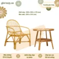 Bộ bàn ghế mây sò có tay tựa - Ảnh 2