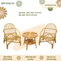 Bộ bàn ghế mây sò có tay tựa - Ảnh 3