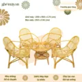 Bộ bàn ghế mây sò có tay tựa - Ảnh 4