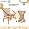 Bộ bàn ghế mây sò mặt đan ngồi êm ái - Ảnh 6