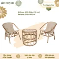 Bộ bàn ghế mây sò mặt đan ngồi êm ái - Ảnh 4