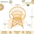 kích thước ghế mây đuôi công