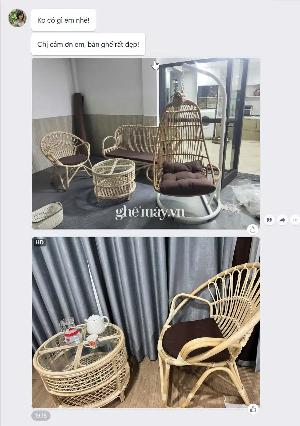 Ghế mây tự nhiên phòng khách
